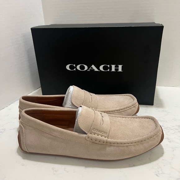Coach Men's Light Tan Suede Loafers - Picture 1 of 14